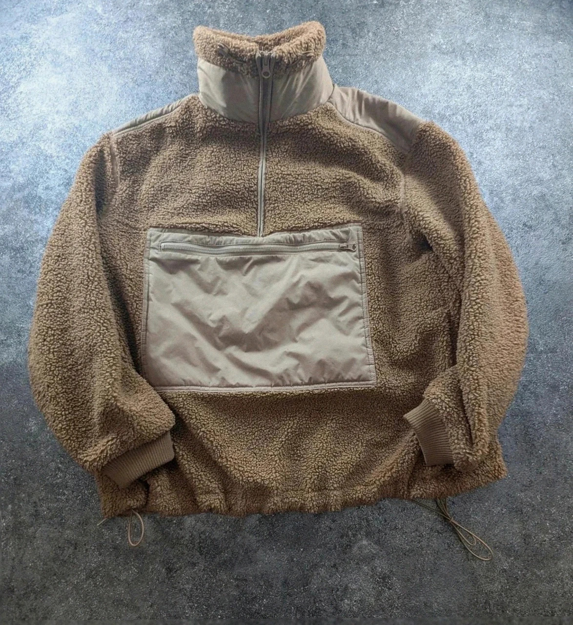 Polaire sherpa H&M beige col montant zippé poche avant streetwear style Tnf outdoor S/M/L