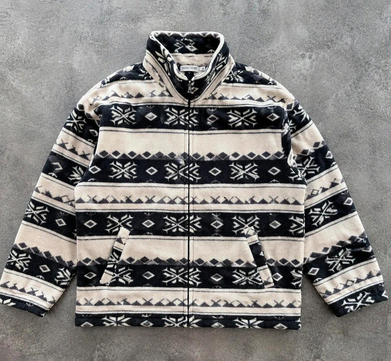 Polaire Franco Sport vintage motifs nordiques snowflake M oversize L Xl