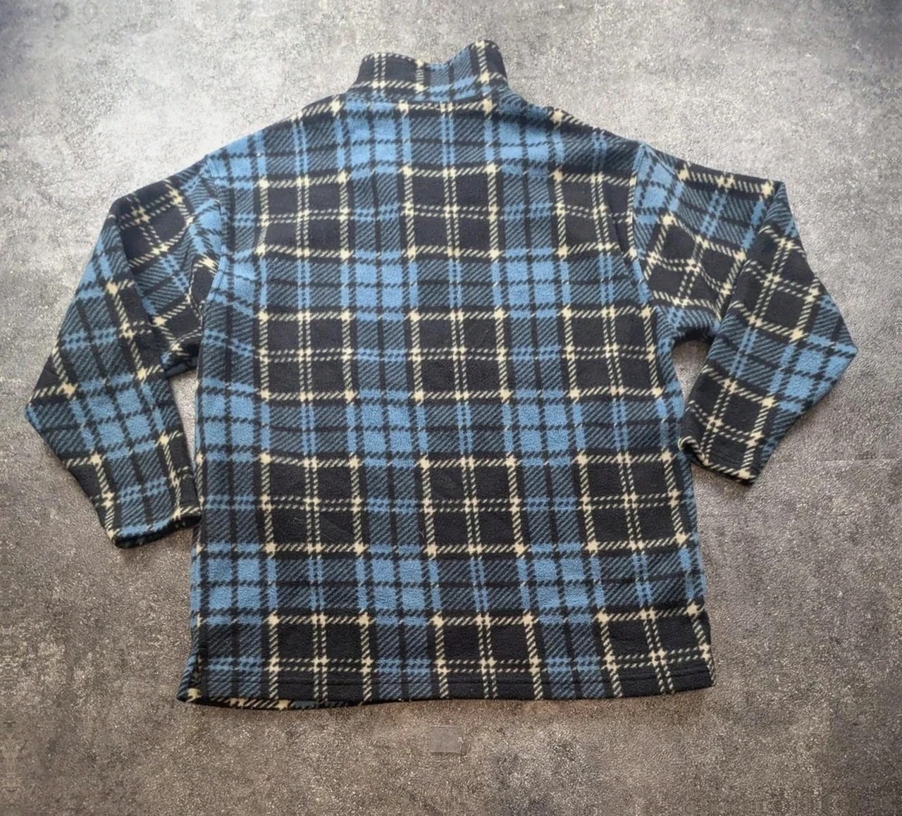 Polaire vintage Let’s Go Collection tartan bleu noir Half Zip – M – Let's Go – taille M 3