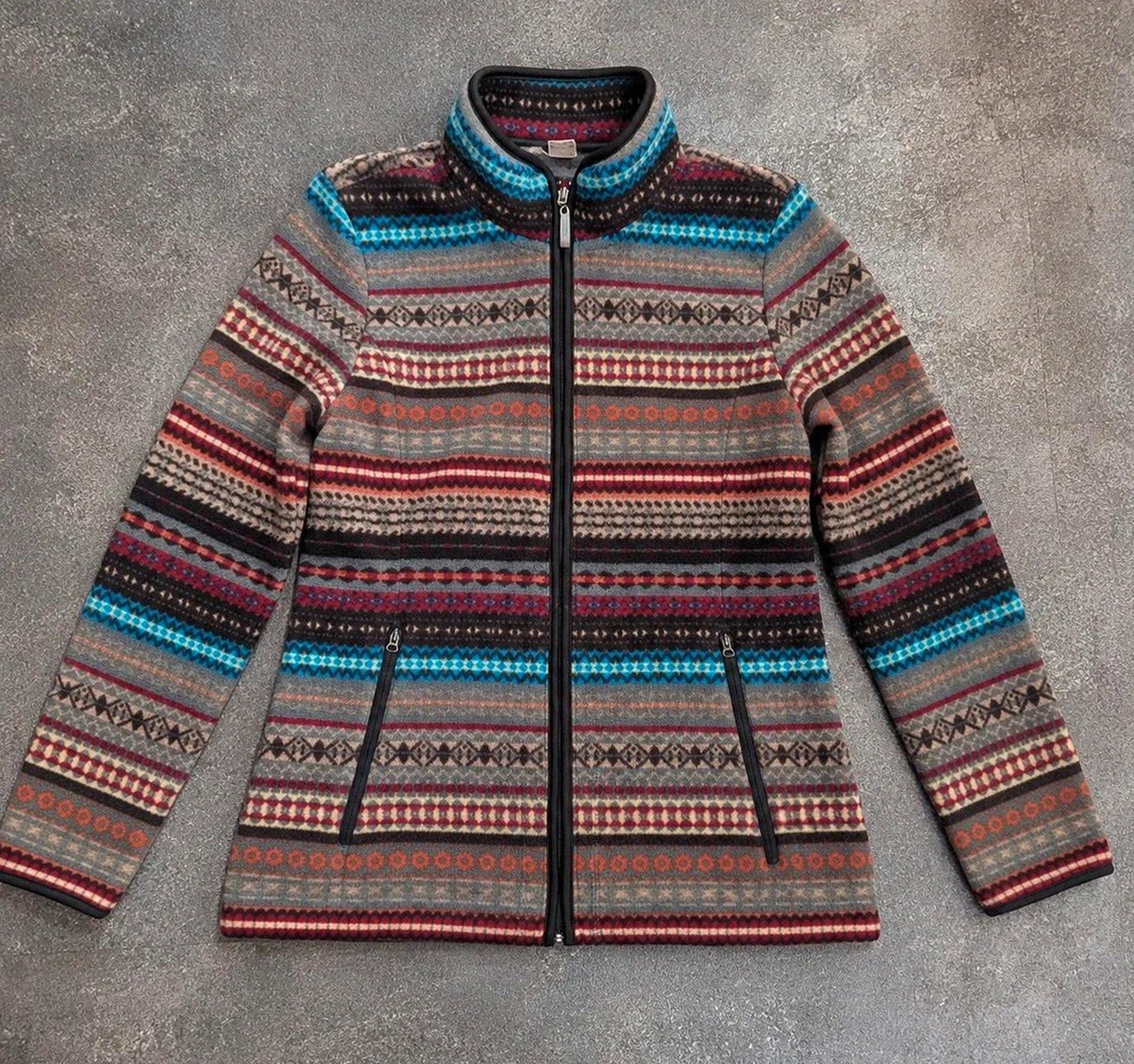 Veste Polaire Femme Vintage Nordique Aztèque Fleece Taille 48 / L Style Outdoor Gorpcore Hiver