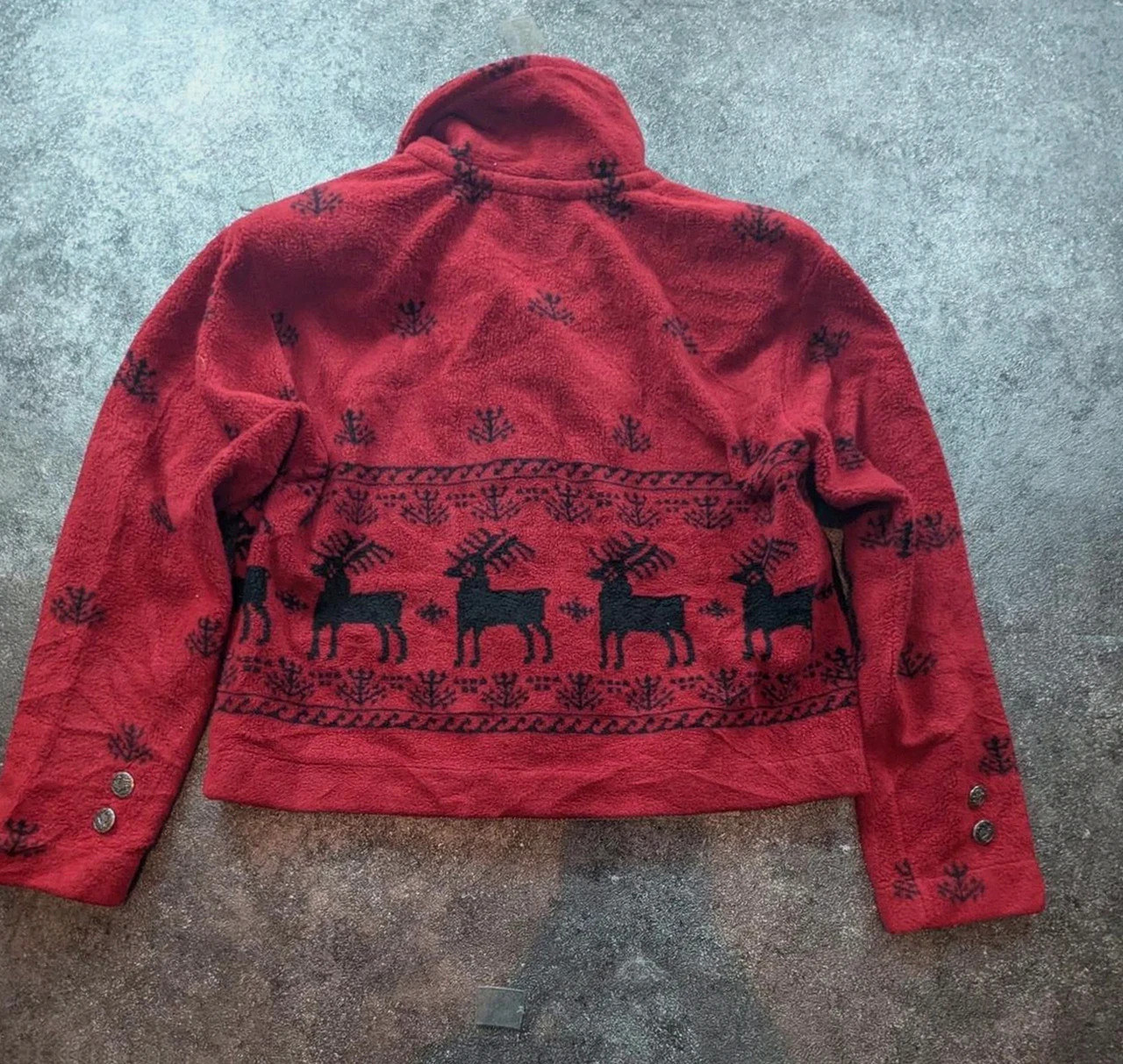 County Clothing Co veste polaire vintage renne nordique bordeaux cropped Made in Canada L – Vintage Dressing – taille L / 40 / 12 3