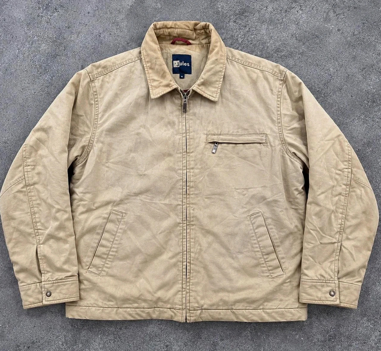 Veste Jules XL Workwear Vintage Beige – Worker Jacket Utility Toile Matelassée
