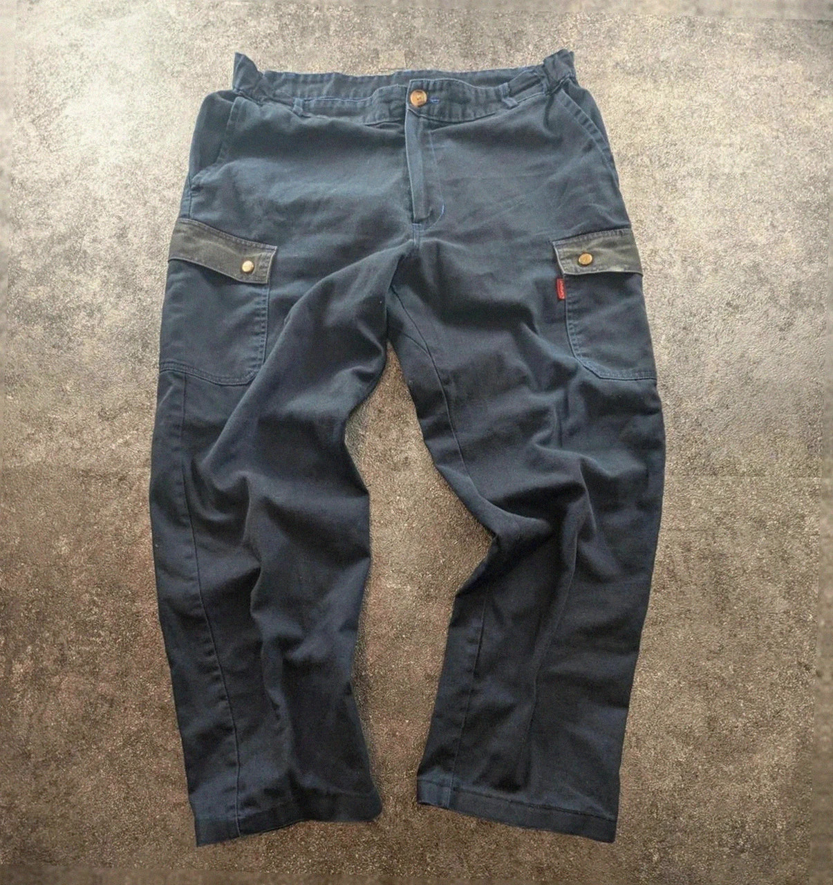 Pantalon Lafont workwear cargo bleu vintage homme taille L Xl utility streetwear chantier