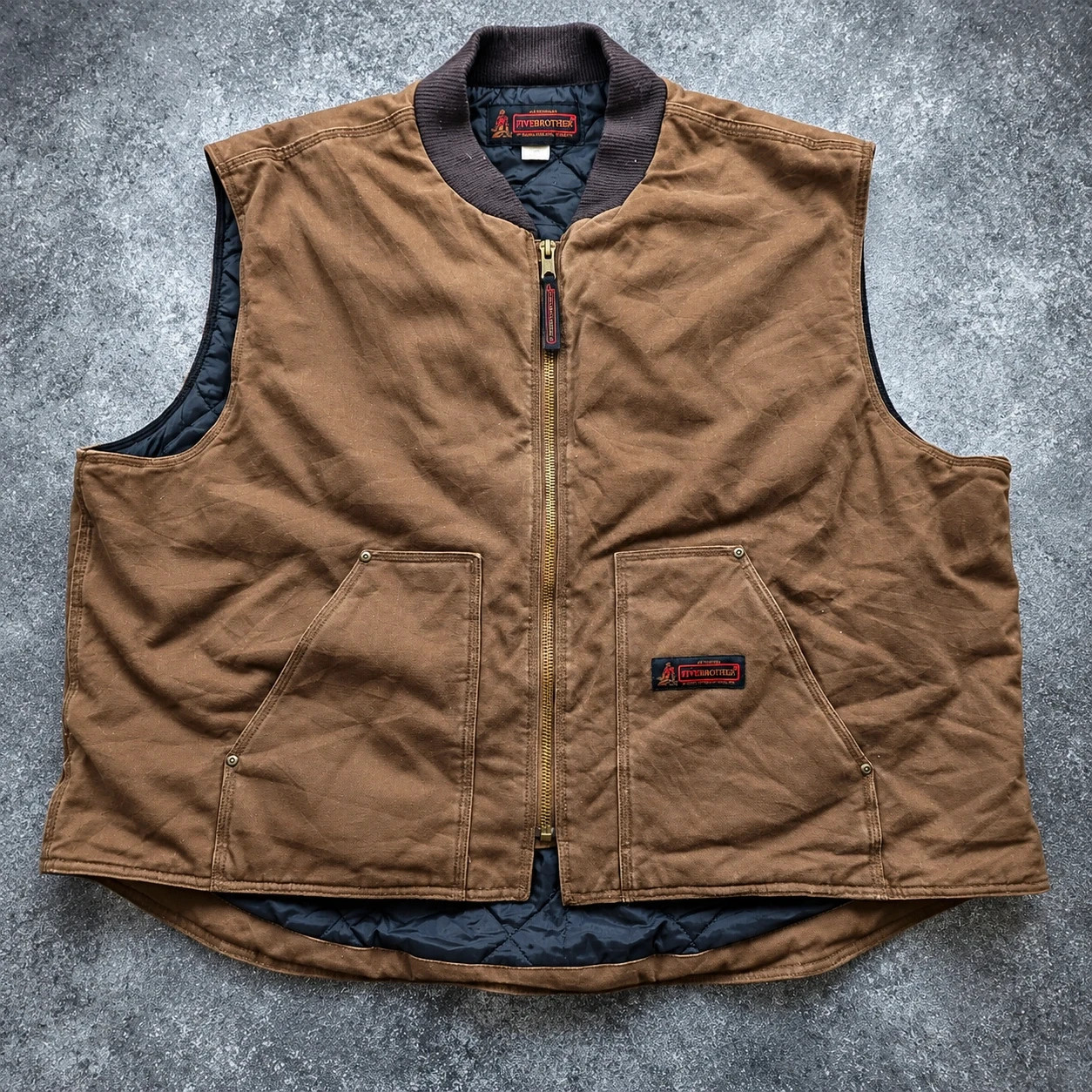 FiveBrother gilet workwear marron 2XL/3XL matelassé utility vest coton