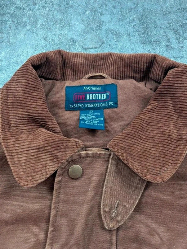 Five Brother Field Jacket Chore Coat Workwear 2XL marron col velours doublée vintage – WORKWEAR – taille XXL 4