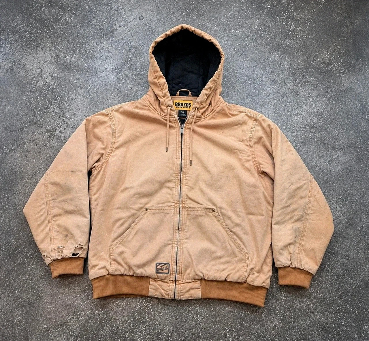 Brazos Work Force Active Jacket 2XL XL oversize Workwear Canvas beige vintage