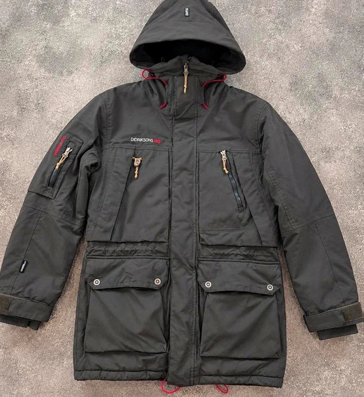 Parka Didriksons 1913 Dry5 S/M – veste technique outdoor grise à capuche