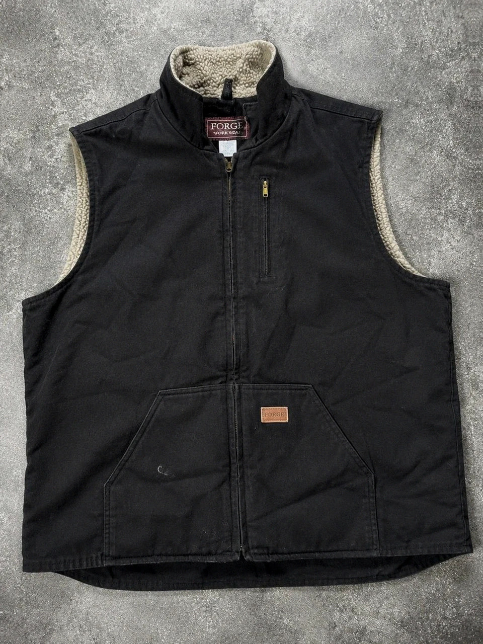 Gilet workwear Forge Work Wear doublé sherpa noir canvas Xxl 2XL vintage utility