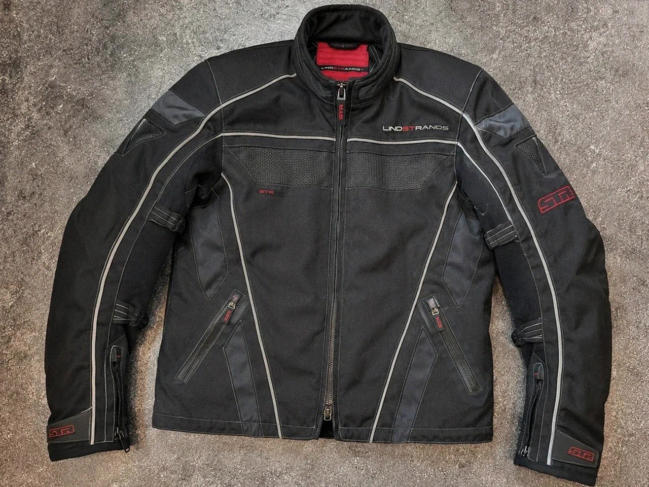 Veste moto Lindstrands Str Hi-Art respirante réfléchissante noir rouge S