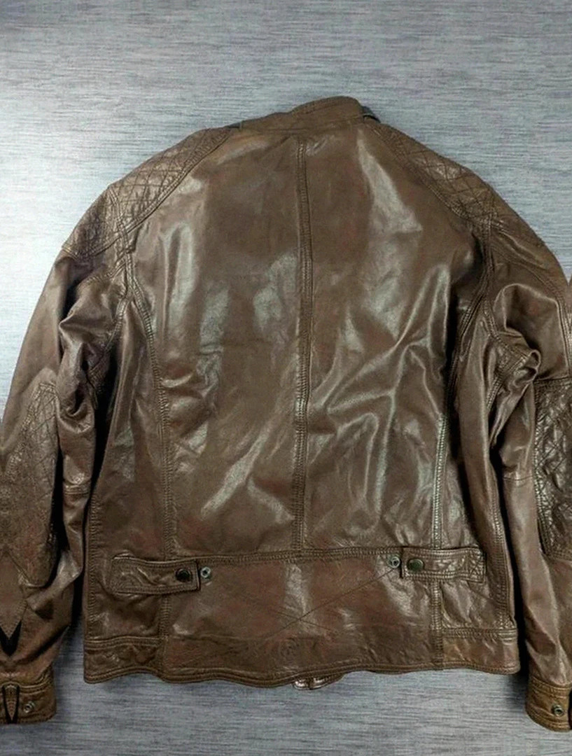 Blouson cuir de bœuf marron Massimo Dutti style motard aviateur vintage taille Xxl belle patine – Massimo Dutti – taille XXL 2