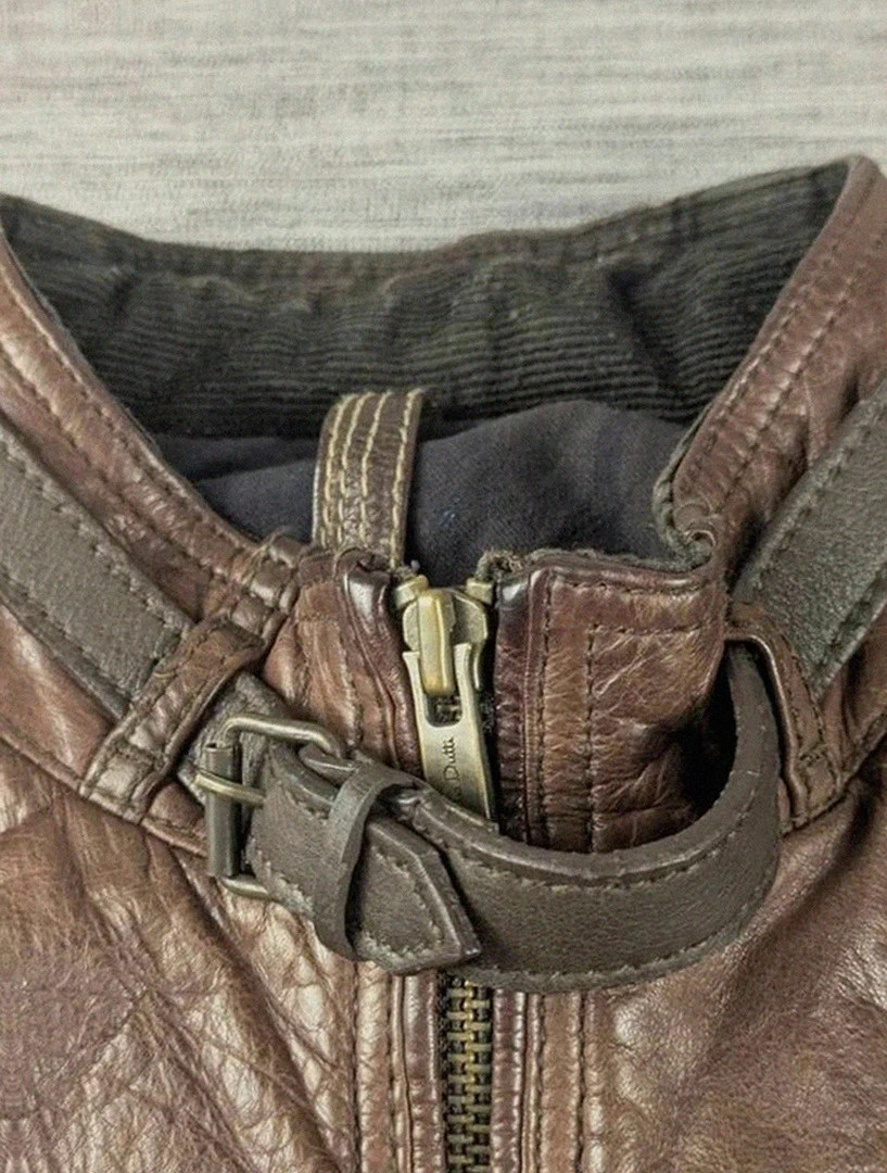 Blouson cuir de bœuf marron Massimo Dutti style motard aviateur vintage taille Xxl belle patine – Massimo Dutti – taille XXL 3
