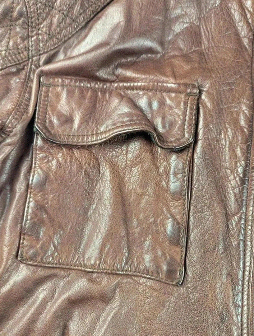 Blouson cuir de bœuf marron Massimo Dutti style motard aviateur vintage taille Xxl belle patine – Massimo Dutti – taille XXL 5