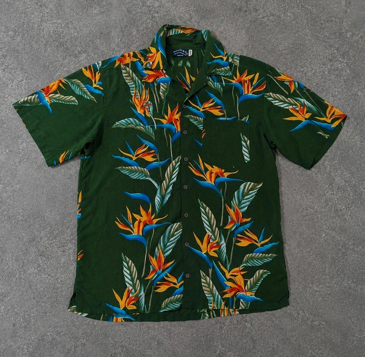 Chemise vintage hawaïenne fleurie tropicale Pacific & Co Y2K polyester homme taille L été surf aloha
