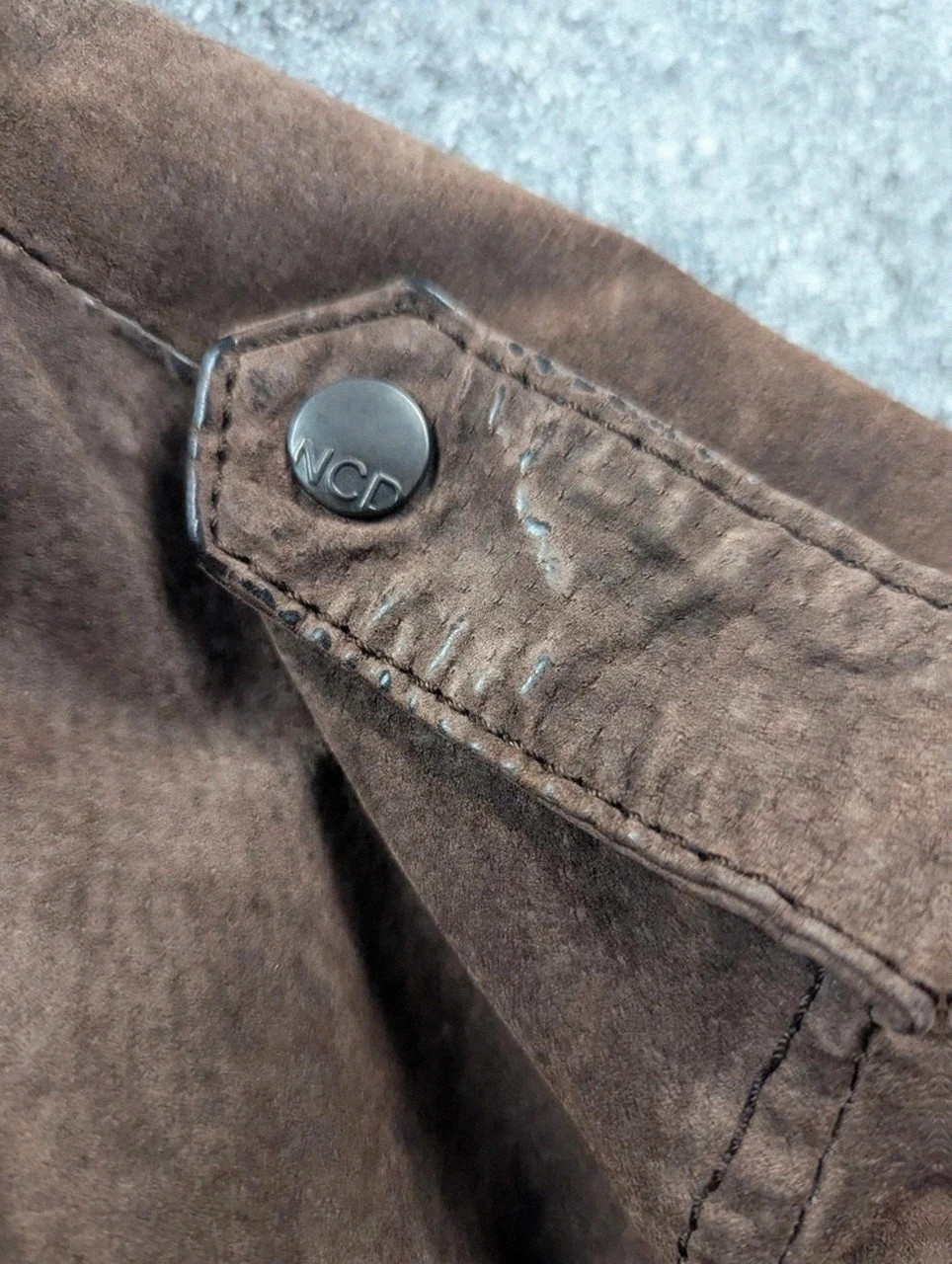 Devred blouson en daim marron patiné – Veste workwear militaire vintage – Devred – taille S 4
