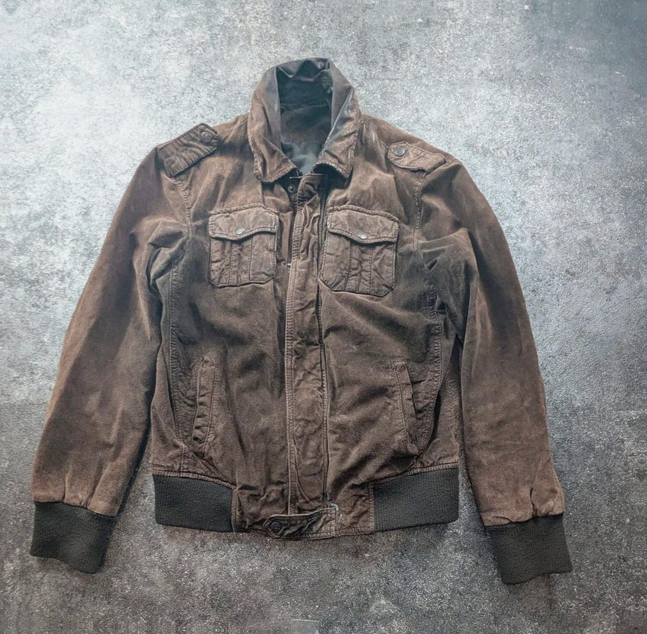 Devred blouson en daim marron patiné – Veste workwear militaire vintage – Devred – taille S 2