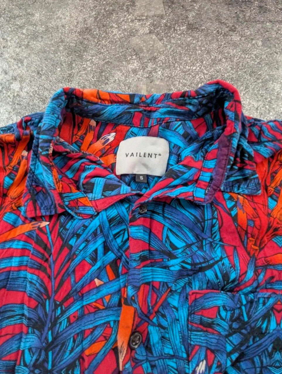 Chemise viscose hawaïenne rouge bleu Vailent S vintage été fluide aloha shirt – Vailent – taille S 4
