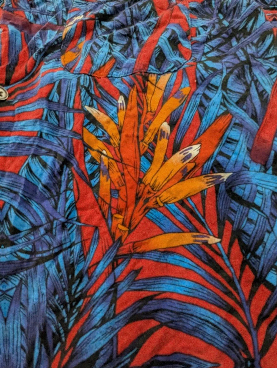 Chemise viscose hawaïenne rouge bleu Vailent S vintage été fluide aloha shirt – Vailent – taille S 5