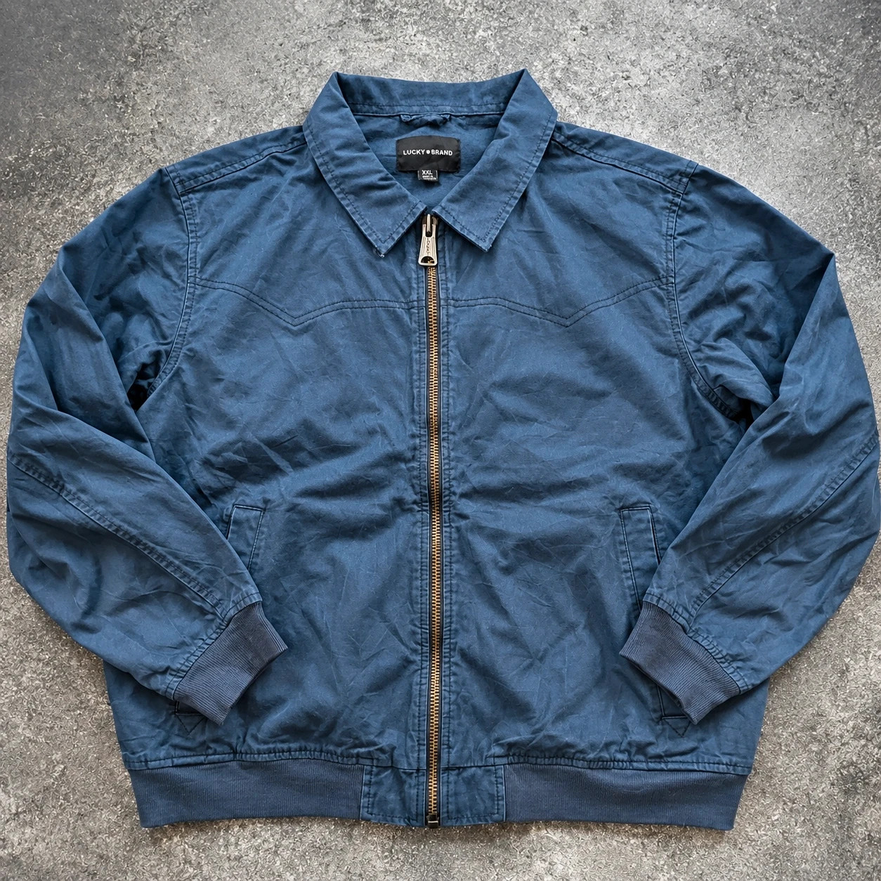 Lucky Brand veste Harrington Workwear Work Jacket Americana bleu pétrole coton XXL XL