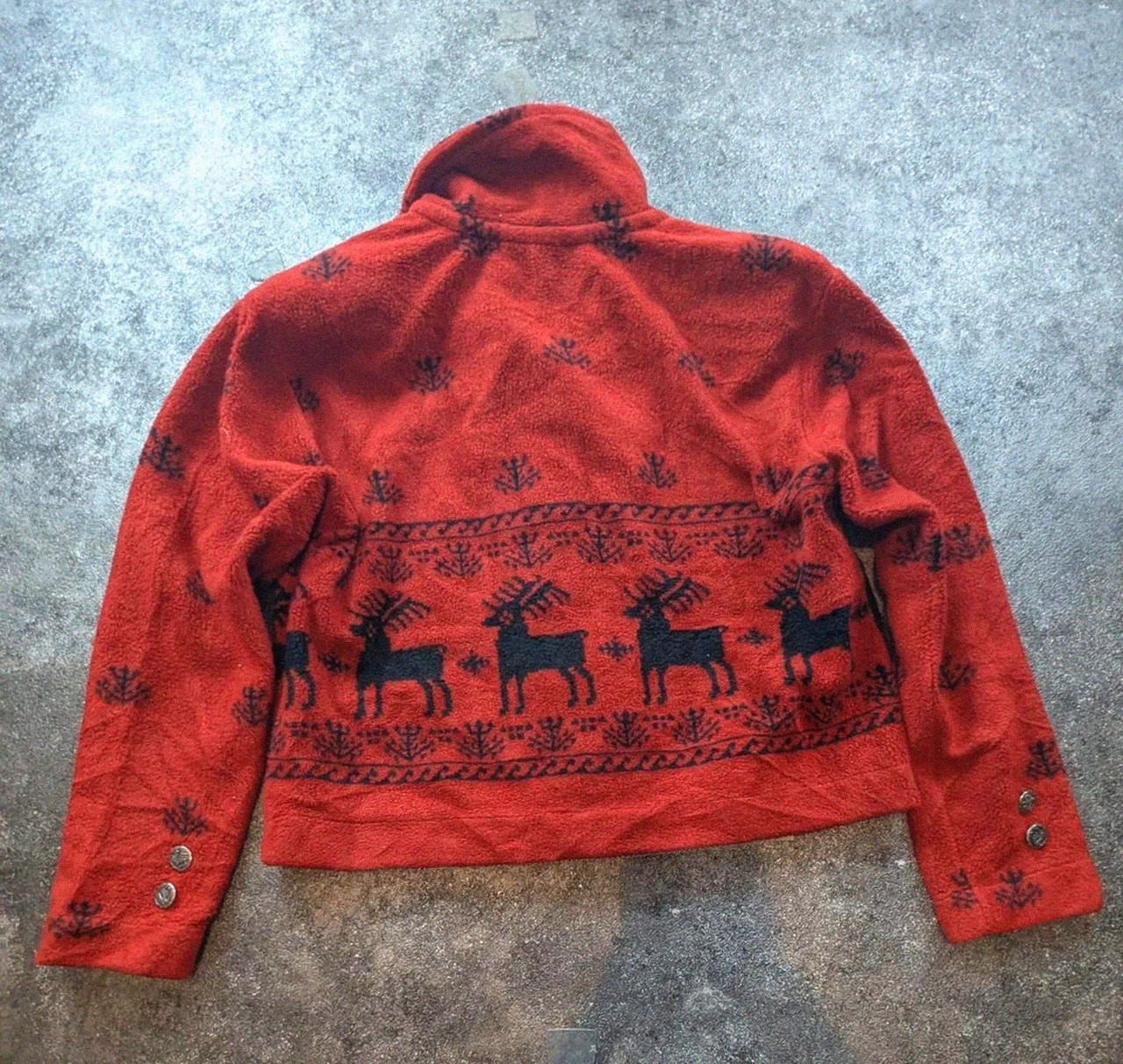 County Clothing Co veste polaire vintage renne nordique bordeaux cropped Made in Canada L – Vintage Dressing – taille L / 40 / 12 3