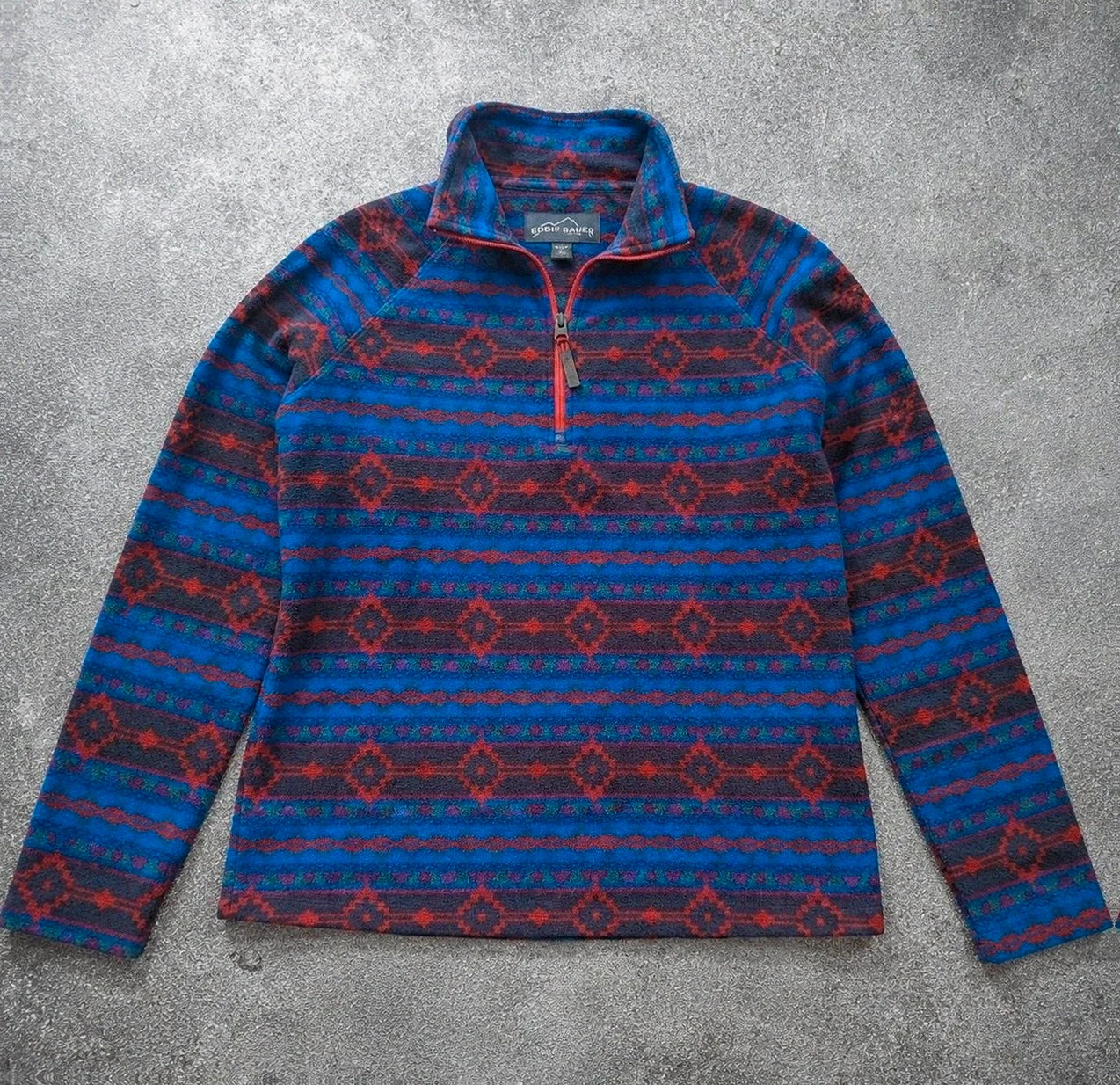 Eddie Bauer polaire fine vintage motifs aztec crazy fleece outdoor gorpcore femme S