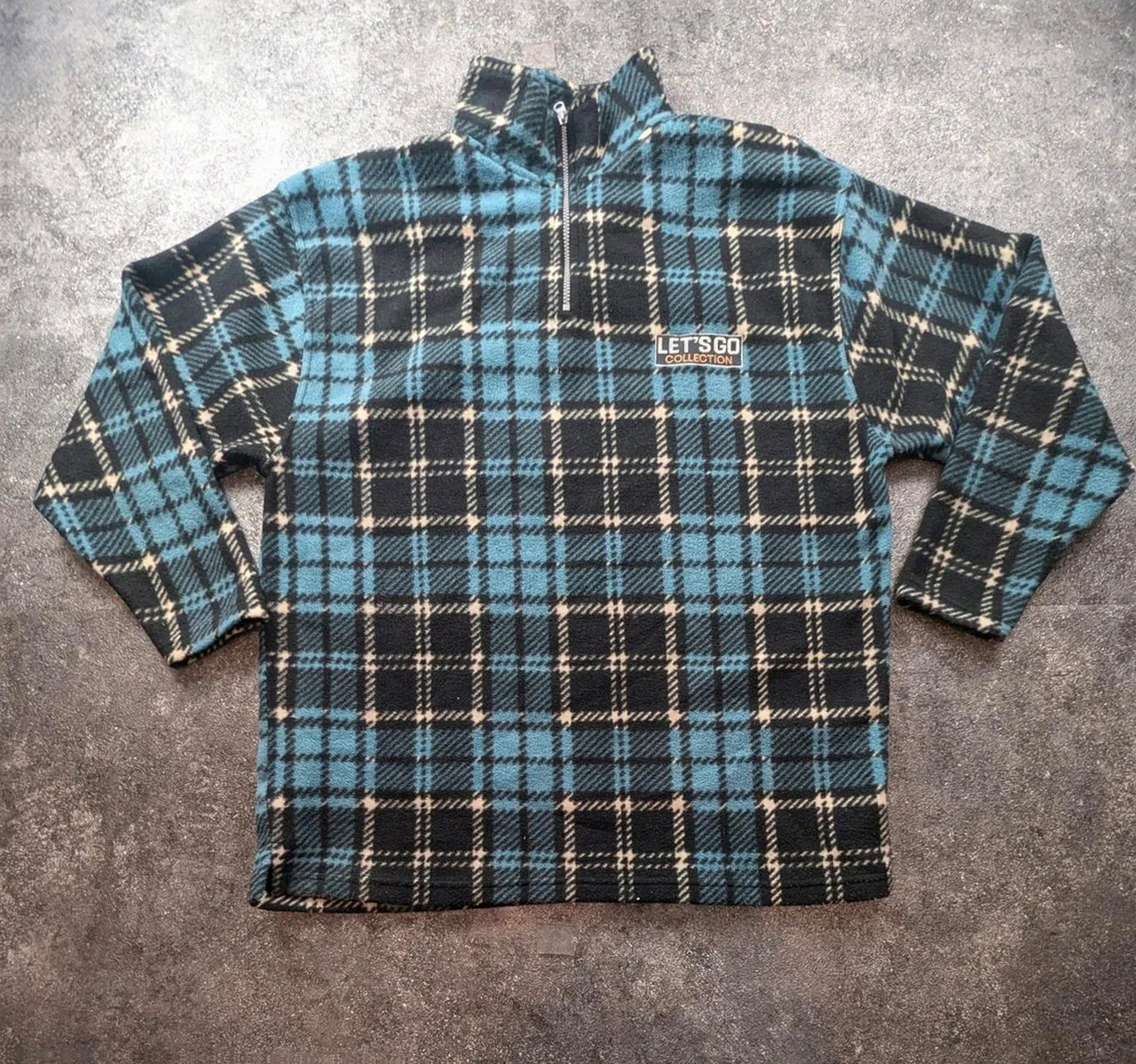Polaire vintage Let’s Go Collection tartan bleu noir Half Zip – M – Let's Go – taille M 2
