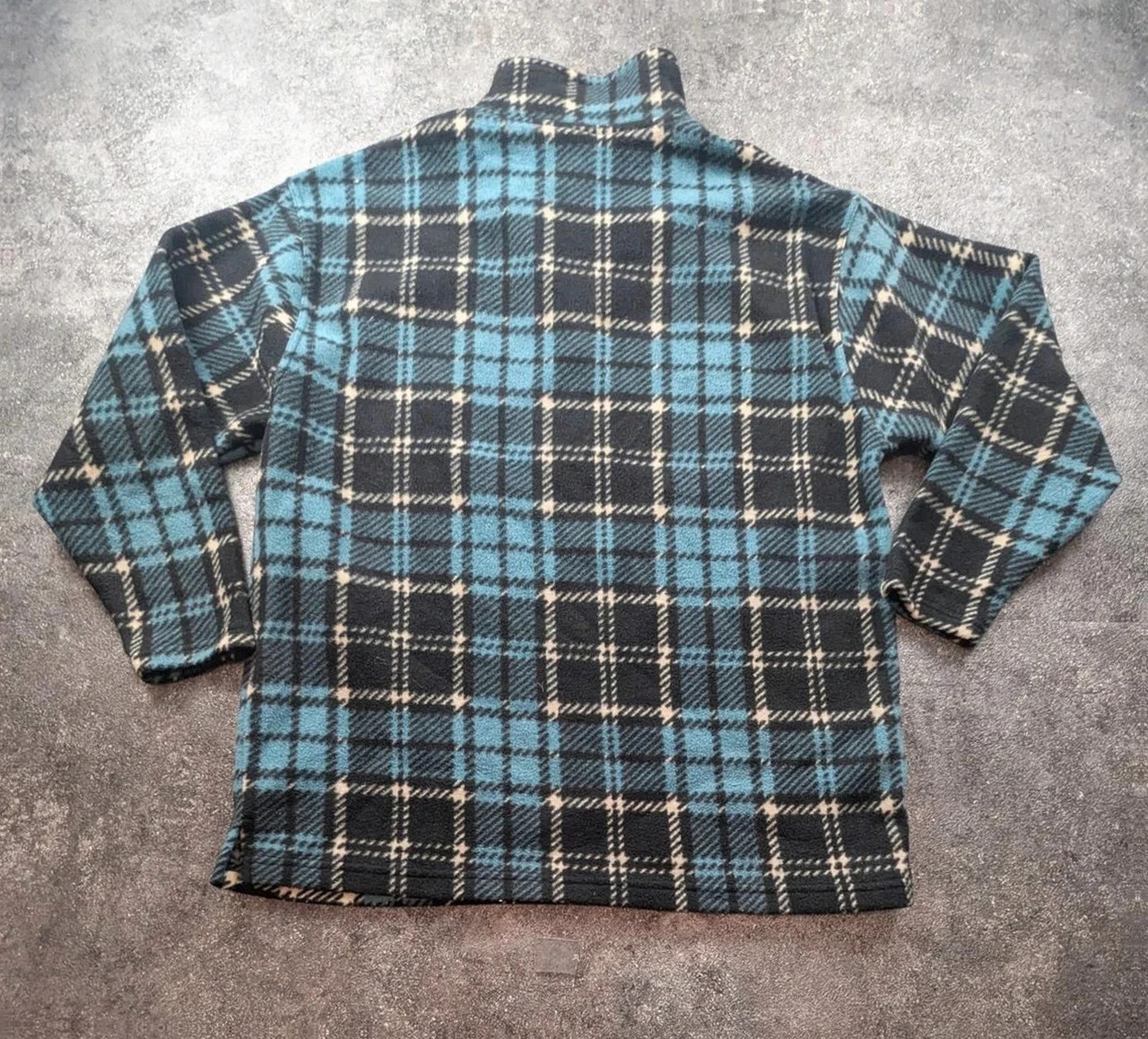 Polaire vintage Let’s Go Collection tartan bleu noir Half Zip – M – Let's Go – taille M 3