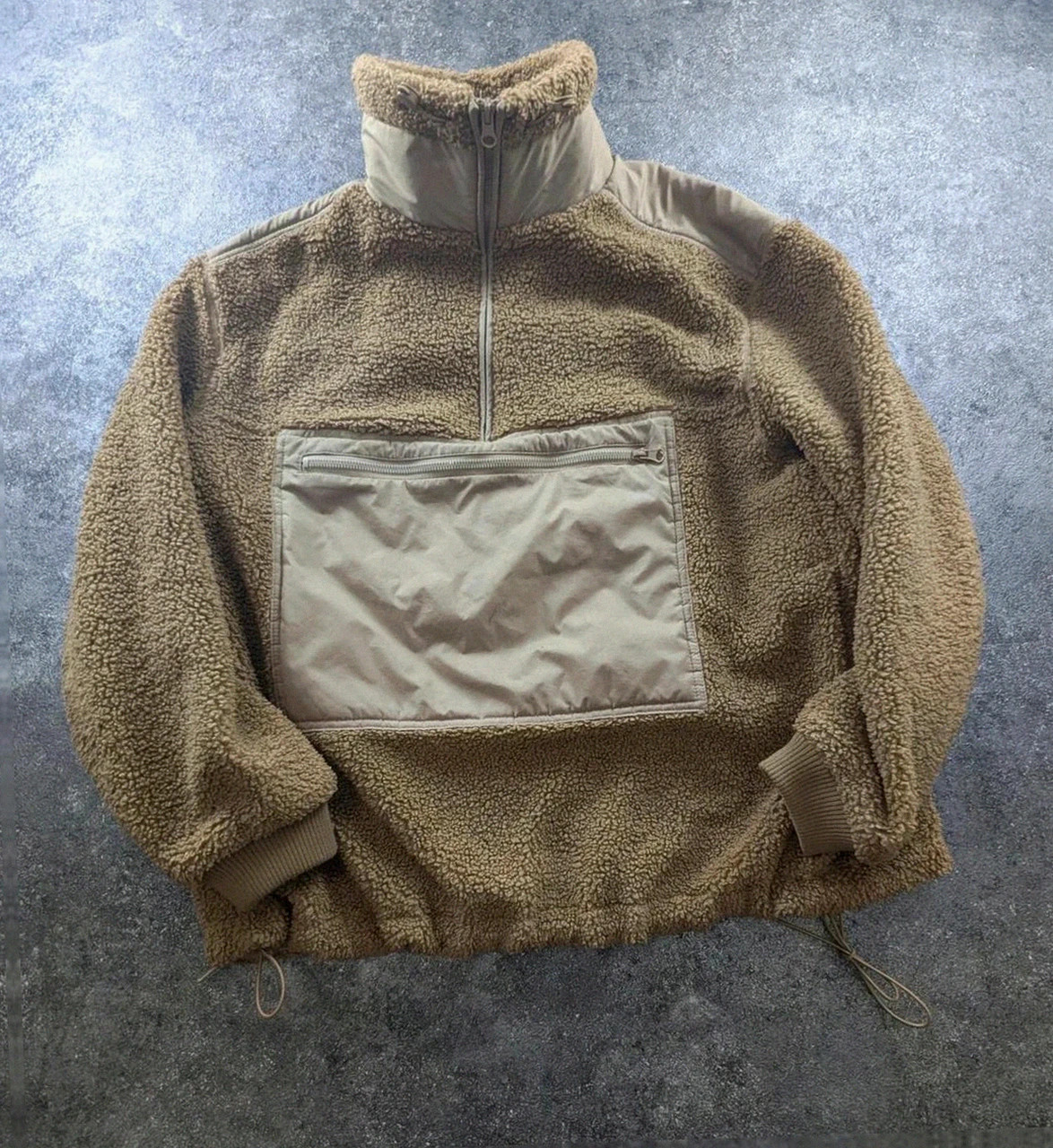 Polaire sherpa H&M beige col montant zippé poche avant streetwear style Tnf outdoor S/M/L