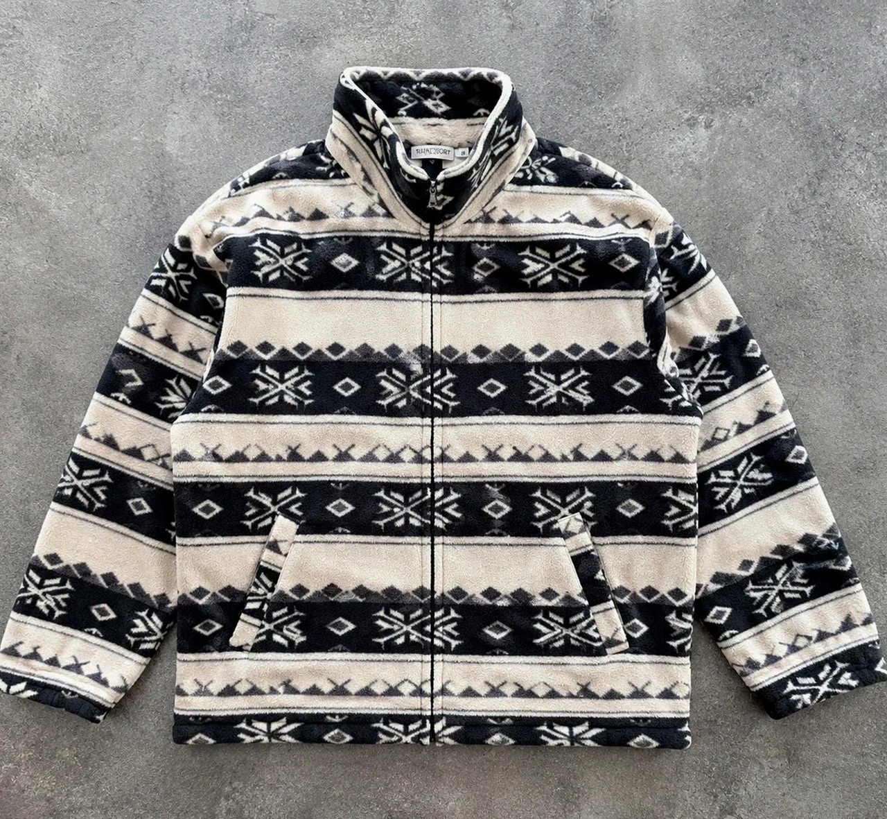 Polaire Franco Sport vintage motifs nordiques snowflake M oversize L Xl