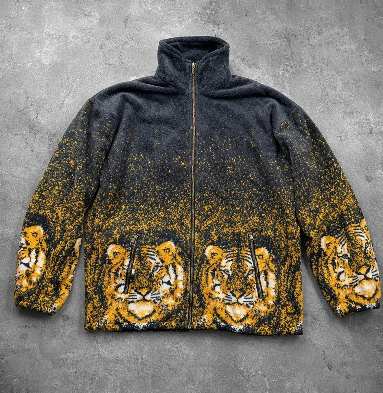 Polaire Vintage Tigre Xxl Épaisse Zippée Fleece Sherpa Animal Print 90s Y2K