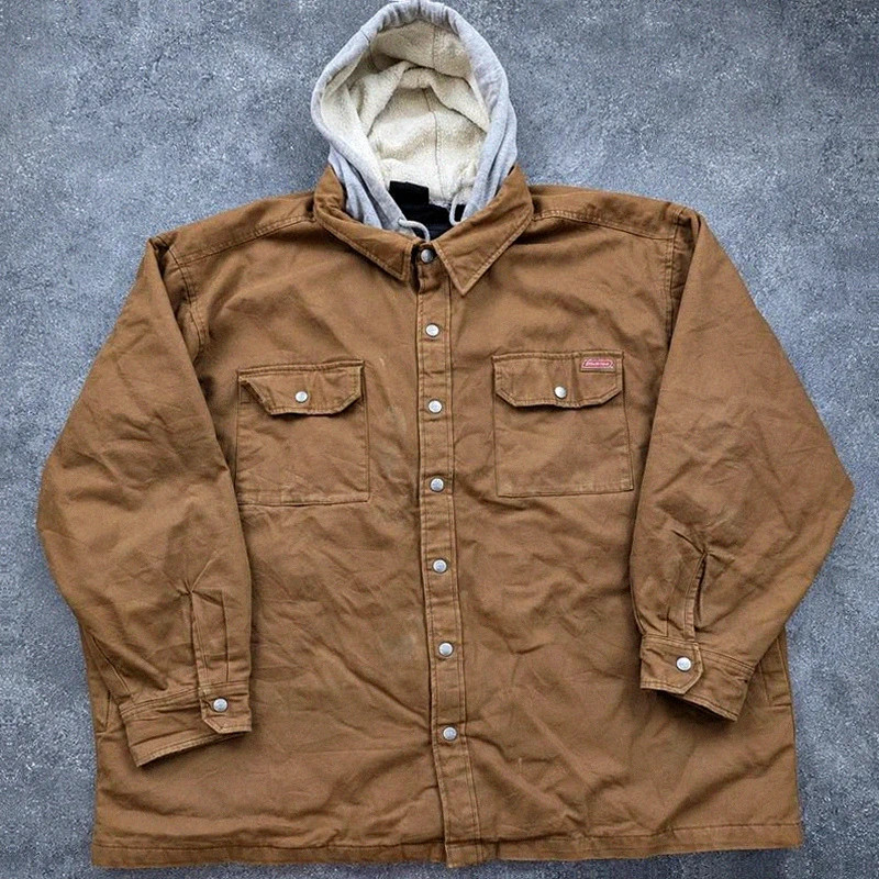 Dickies veste workwear vintage marron canvas doublée capuche XXL oversize