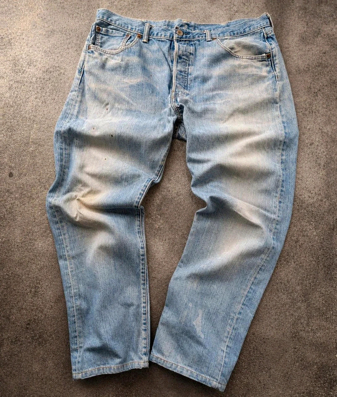 Jean Levi’s 501 W38 L32 straight fit denim vintage bleu clair coupe droite workwear streetwear rétro