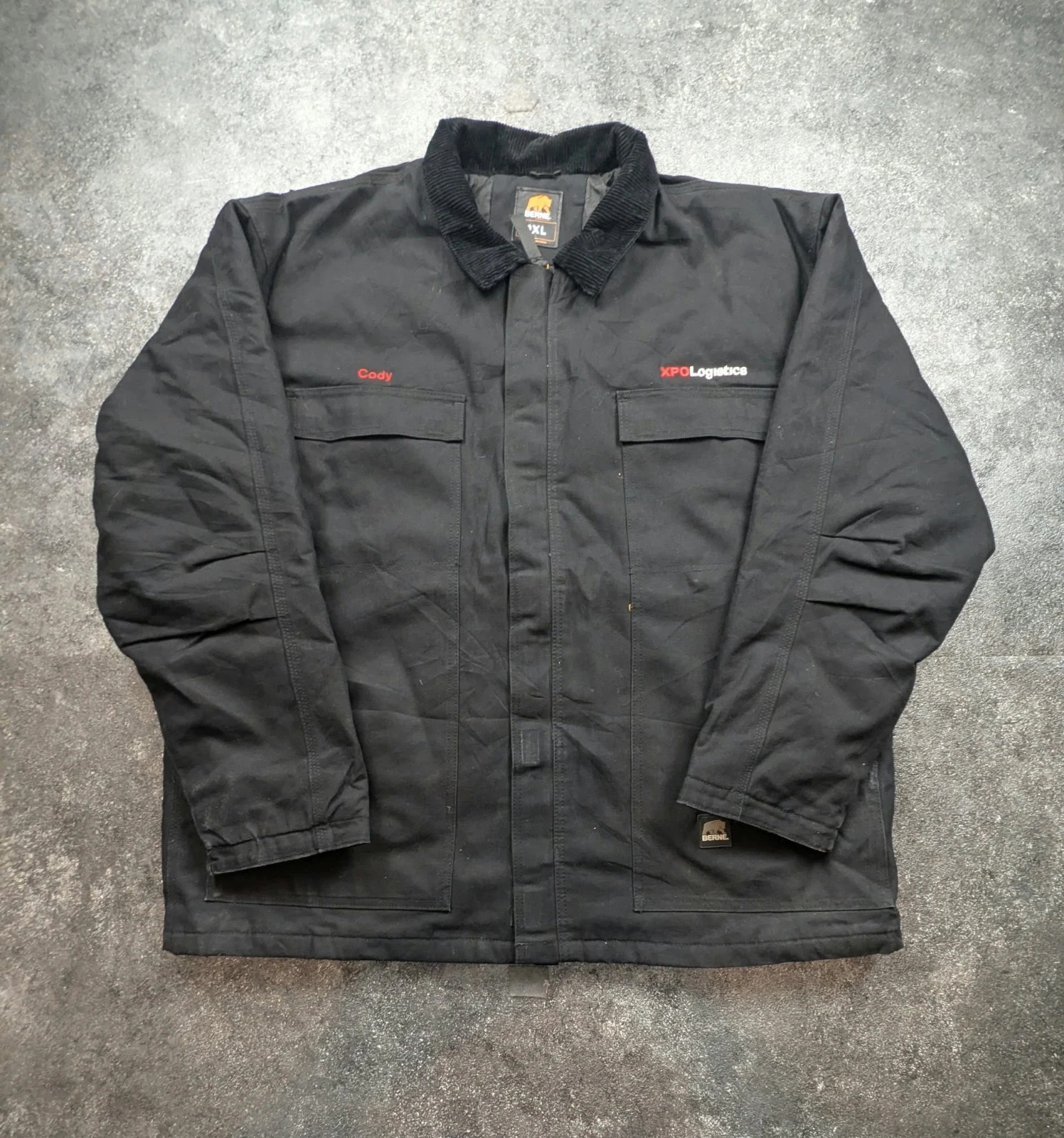 Berne Workwear veste Chore Coat matelassée noire 2XL col velours XPO Logistics – WORKWEAR – taille XXL 2