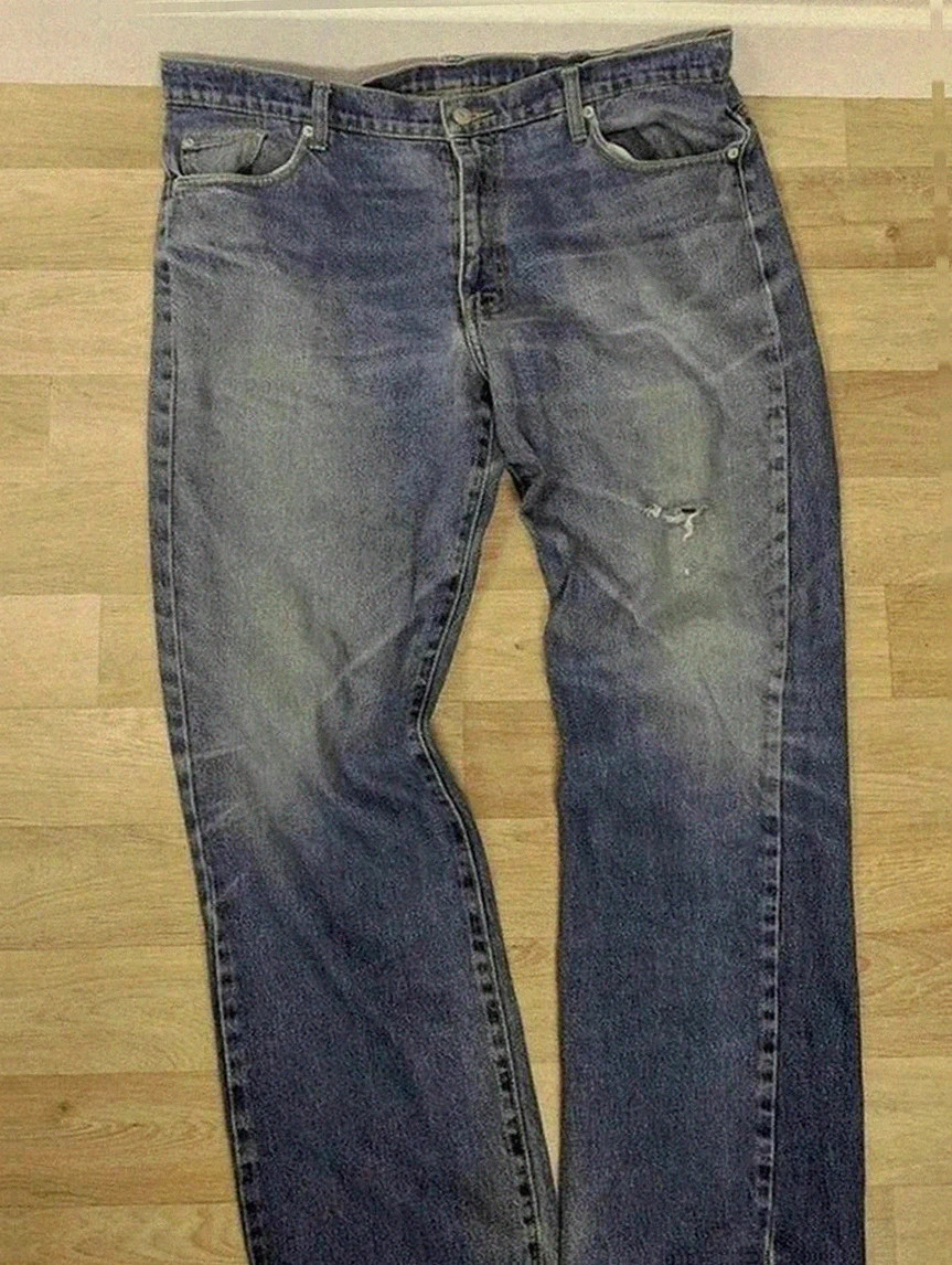Jean workwear vintage en denim bleu – coupe droite authentique taille 50