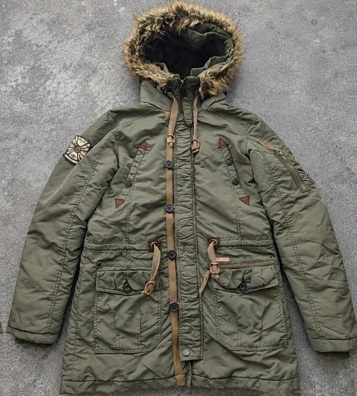 Khujo Patrick II parka vintage kaki militaire utility workwear taille M