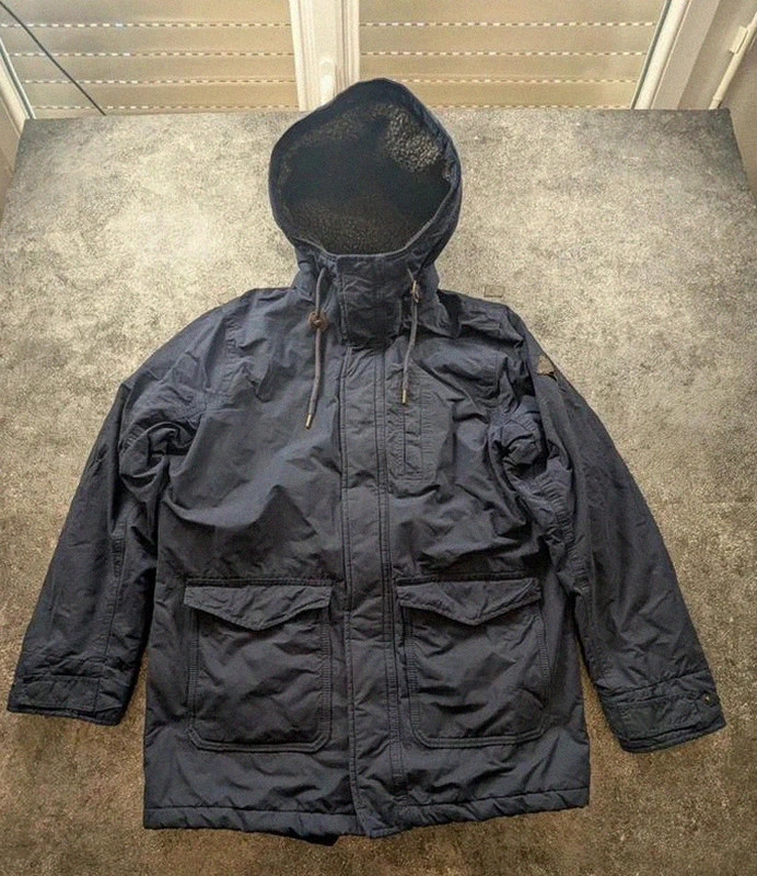 Parka Hollister California homme M bleu marine – veste hiver doublée sherpa à capuche – Hollister – taille M 2