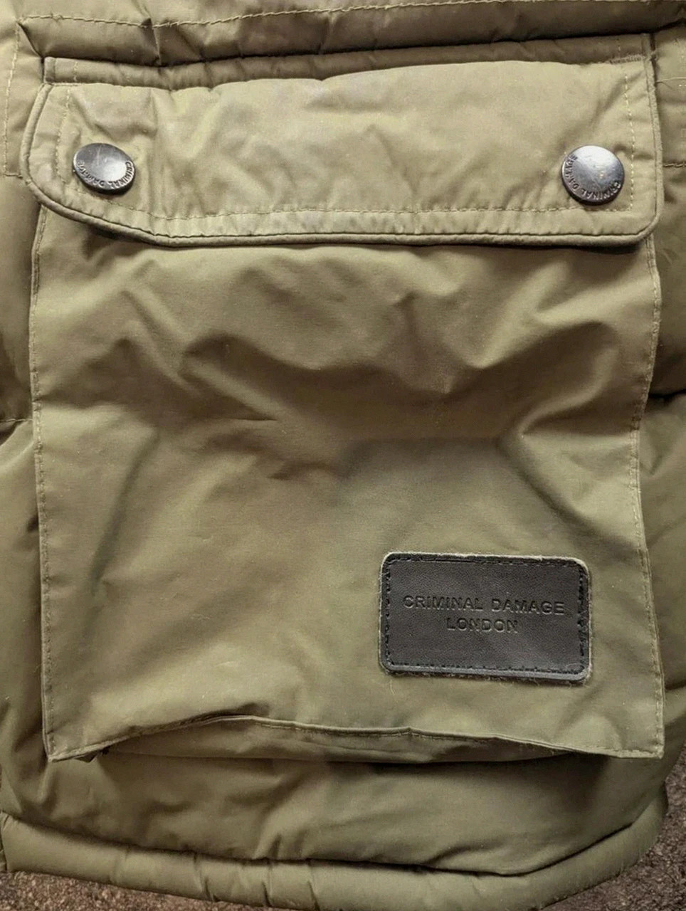 Criminal Damage London Parka Doudoune Kaki Fourrure Streetwear Utility Y2K S – Criminal Damage – taille S 3