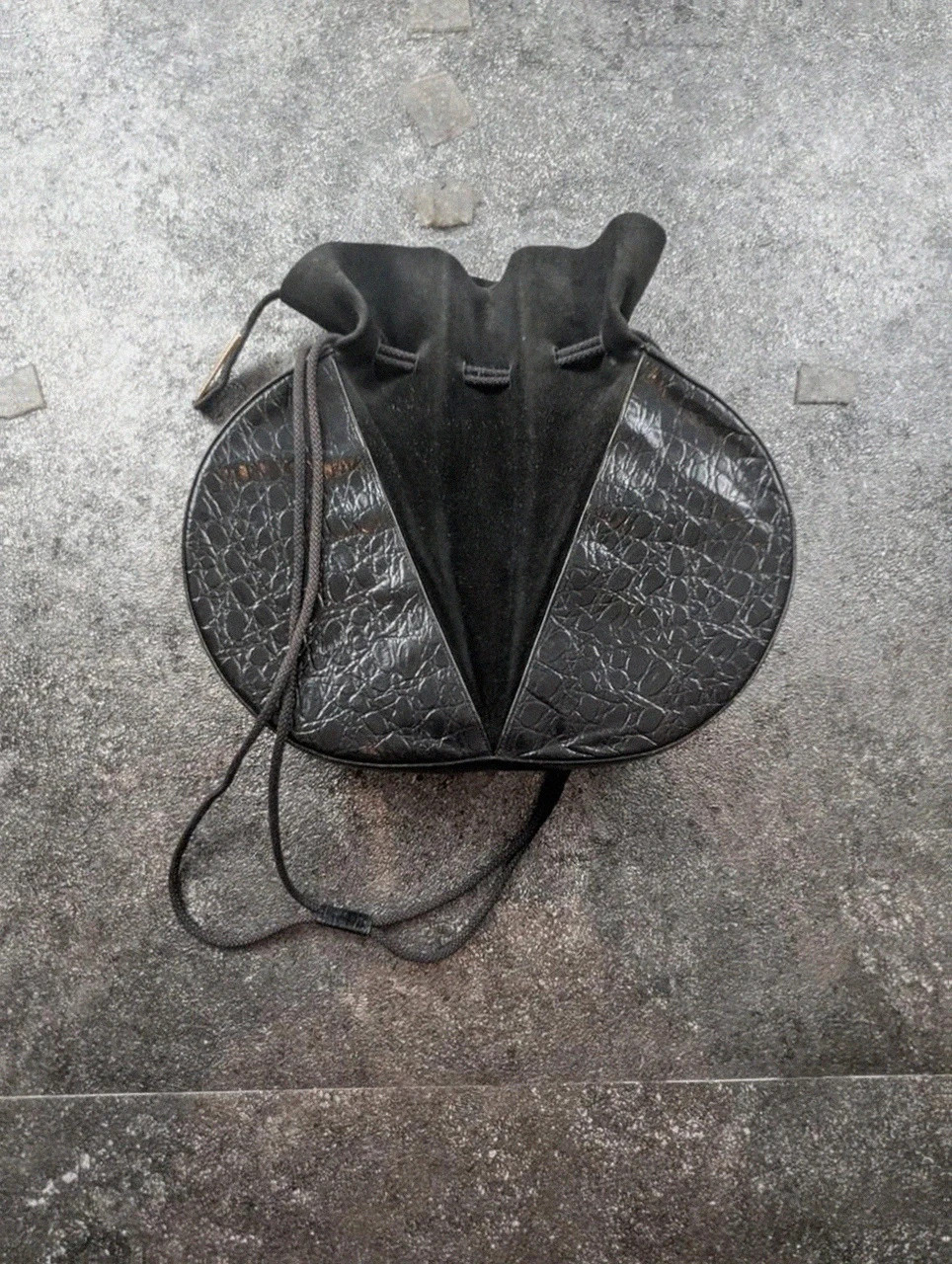 Sac à main vintage Xavier Danaud Paris Made in France – noir façon croco – sac créateur rétro rare – Xavier Danaud 2