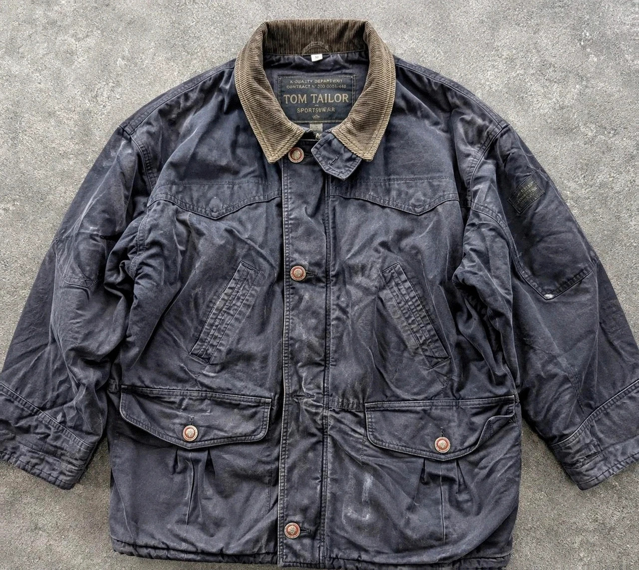 Veste Tom Tailor Vintage Field Jacket Workwear Utility Col Velours M