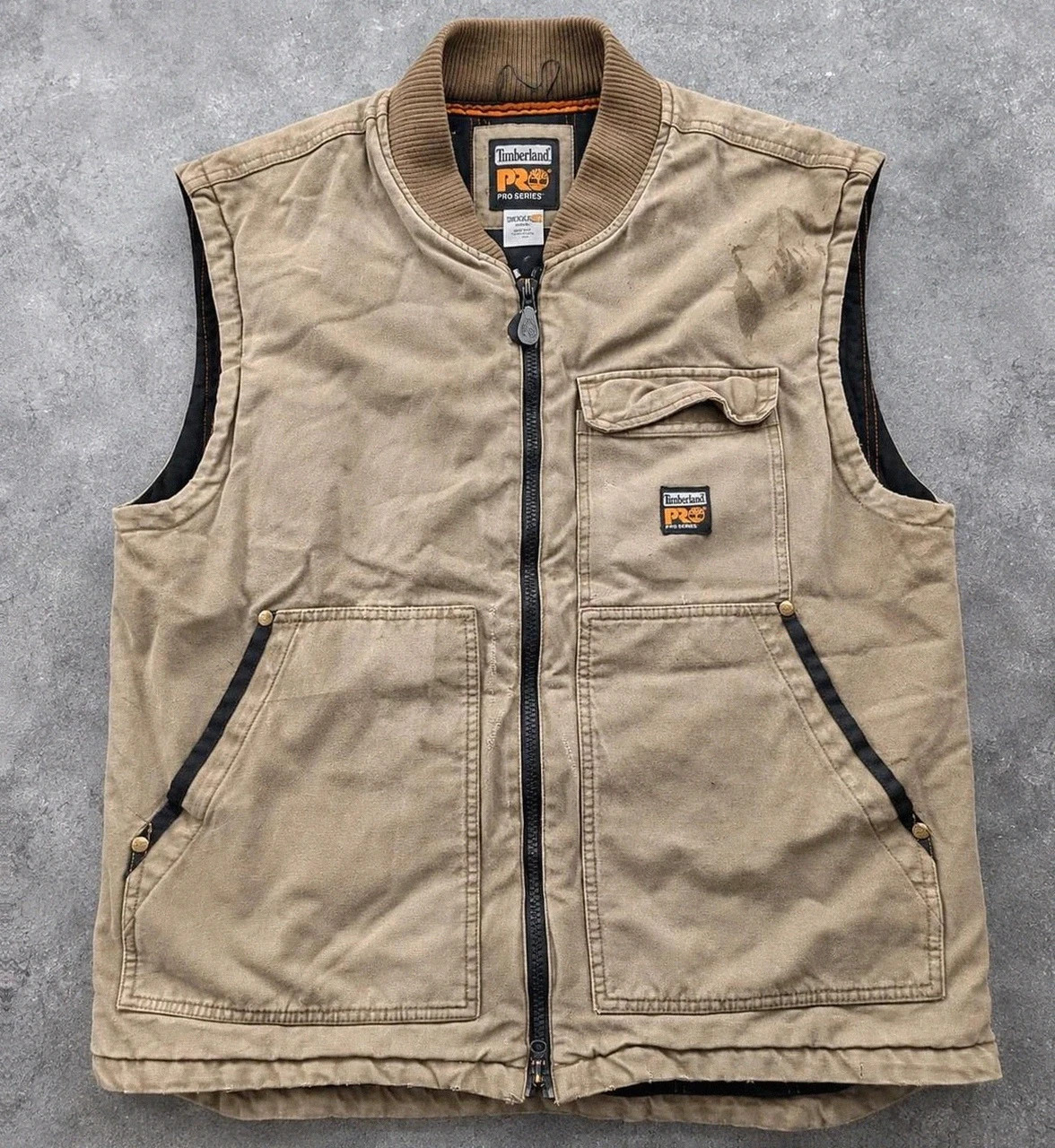 Timberland PRO Series gilet workwear canvas vintage 2009 XL patiné
