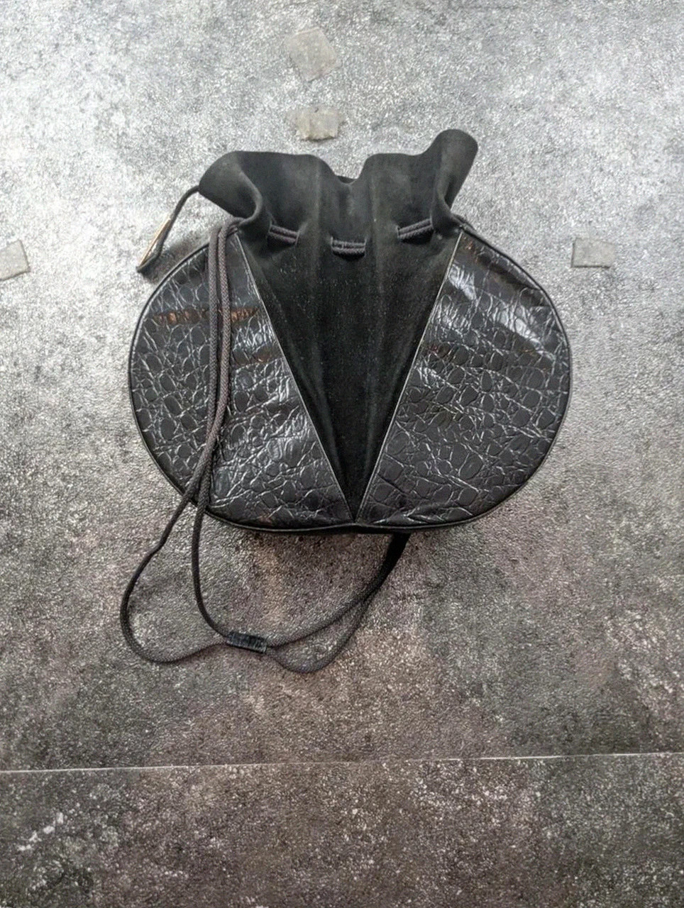 Sac à main vintage Xavier Danaud Paris Made in France – noir façon croco – sac créateur rétro rare – Xavier Danaud 2