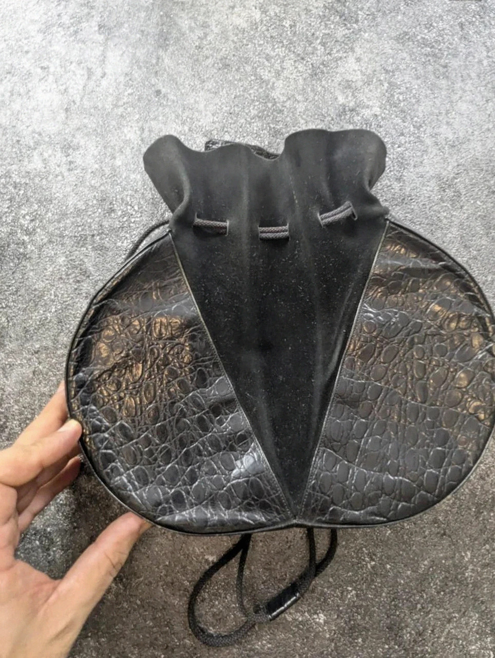 Sac à main vintage Xavier Danaud Paris Made in France – noir façon croco – sac créateur rétro rare – Xavier Danaud 3