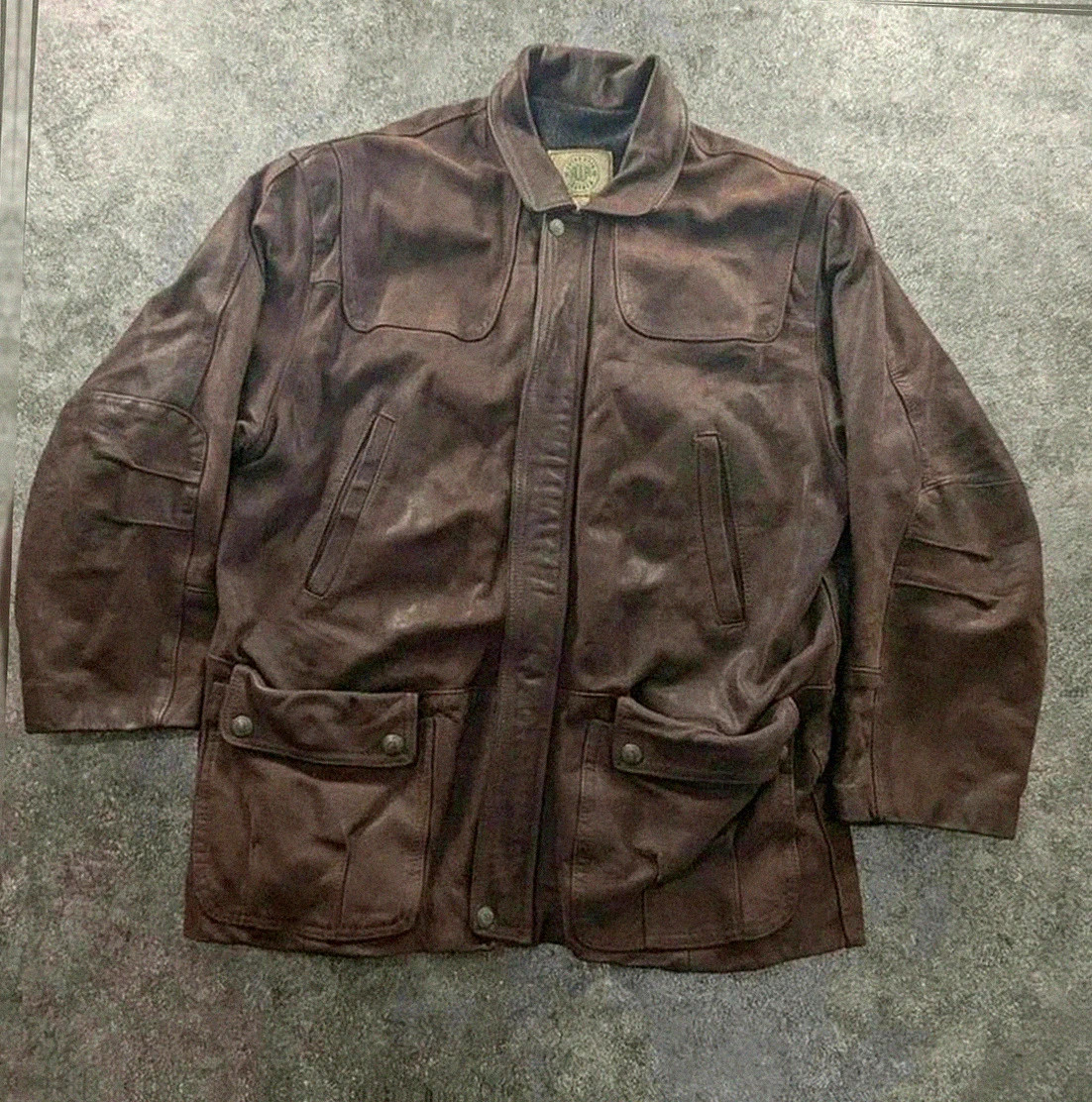 Field jacket Aqua Leather en cuir brun – fabrication française – taille 50 / 3 vintage dressing