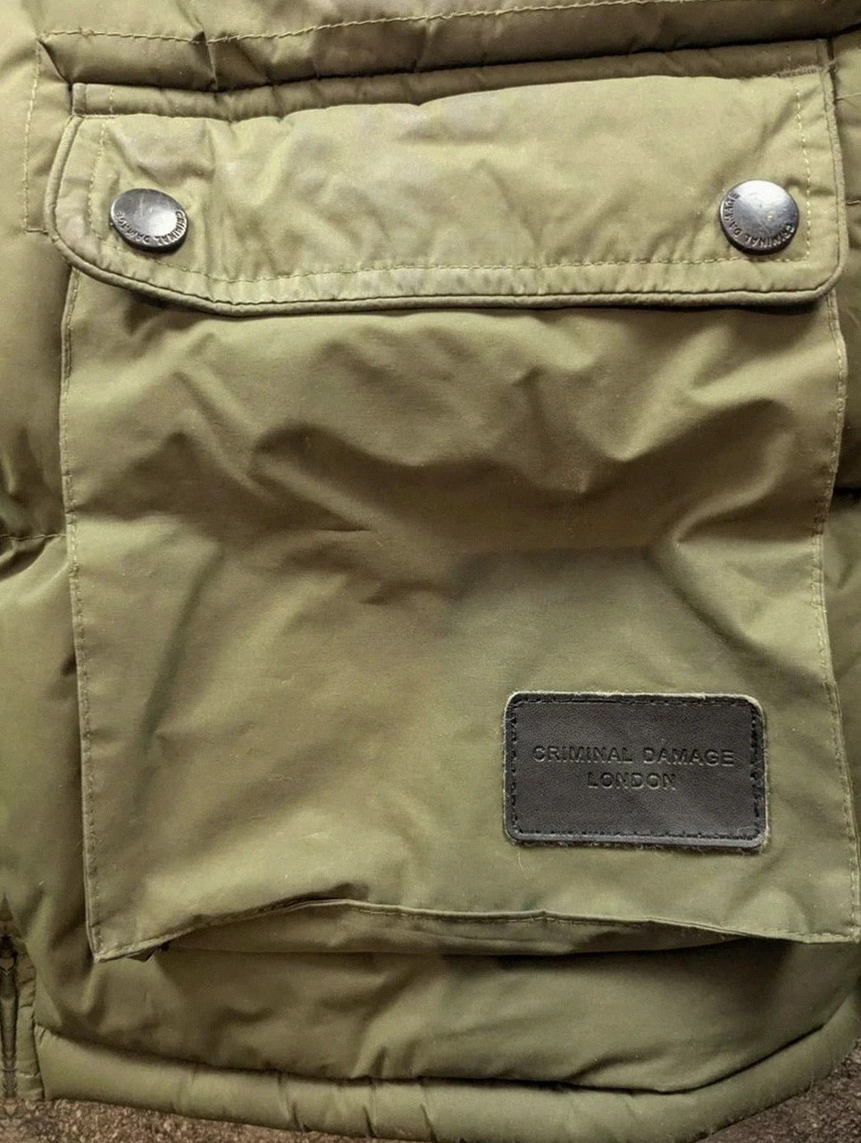 Criminal Damage London Parka Doudoune Kaki Fourrure Streetwear Utility Y2K S – Criminal Damage – taille S 3