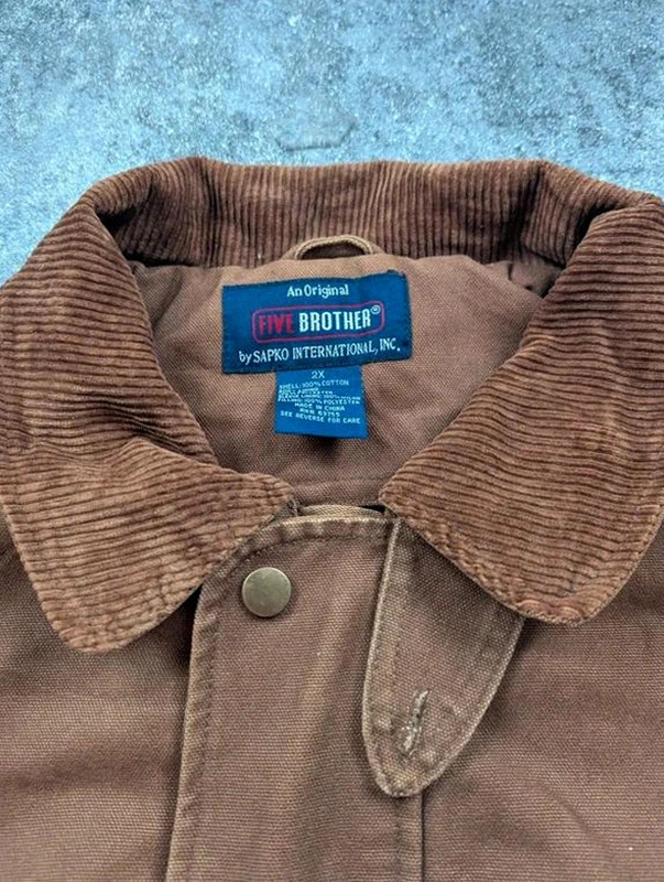Five Brother Field Jacket Chore Coat Workwear 2XL marron col velours doublée vintage – WORKWEAR – taille XXL 4