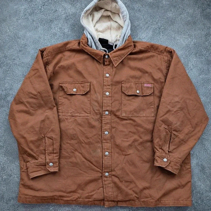 Dickies veste workwear vintage marron canvas doublée capuche XXL oversize