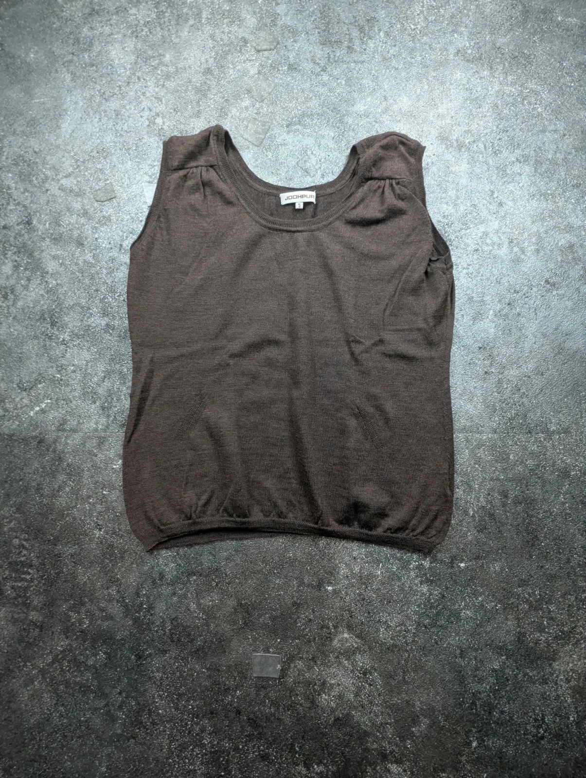 Jodhpur Top Pull sans manches 100 % laine mérinos marron taupe M/L – Maille fine chic vintage – JODHPUR – taille M 2