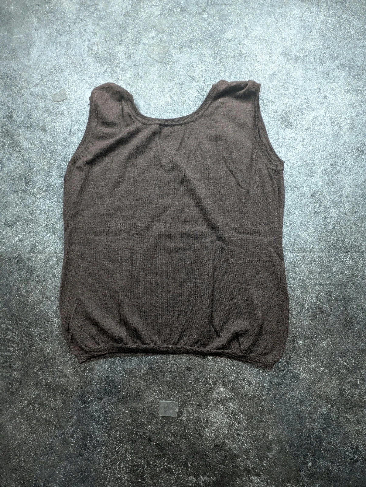 Jodhpur Top Pull sans manches 100 % laine mérinos marron taupe M/L – Maille fine chic vintage – JODHPUR – taille M 4