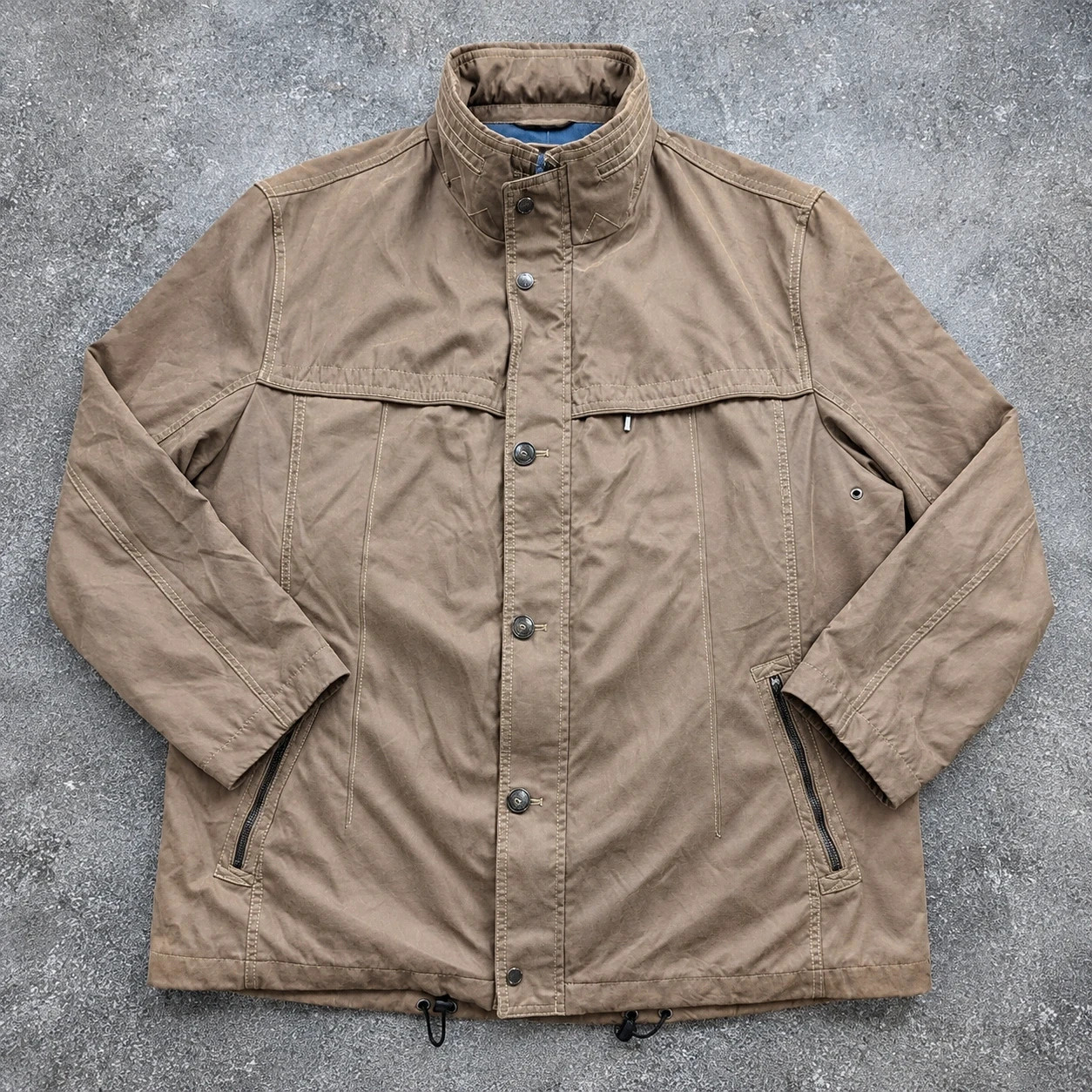 Jupiter veste outdoor vintage beige taupe – Effet daim ciré – Taille 64 XXL/3XL – Style utilitaire