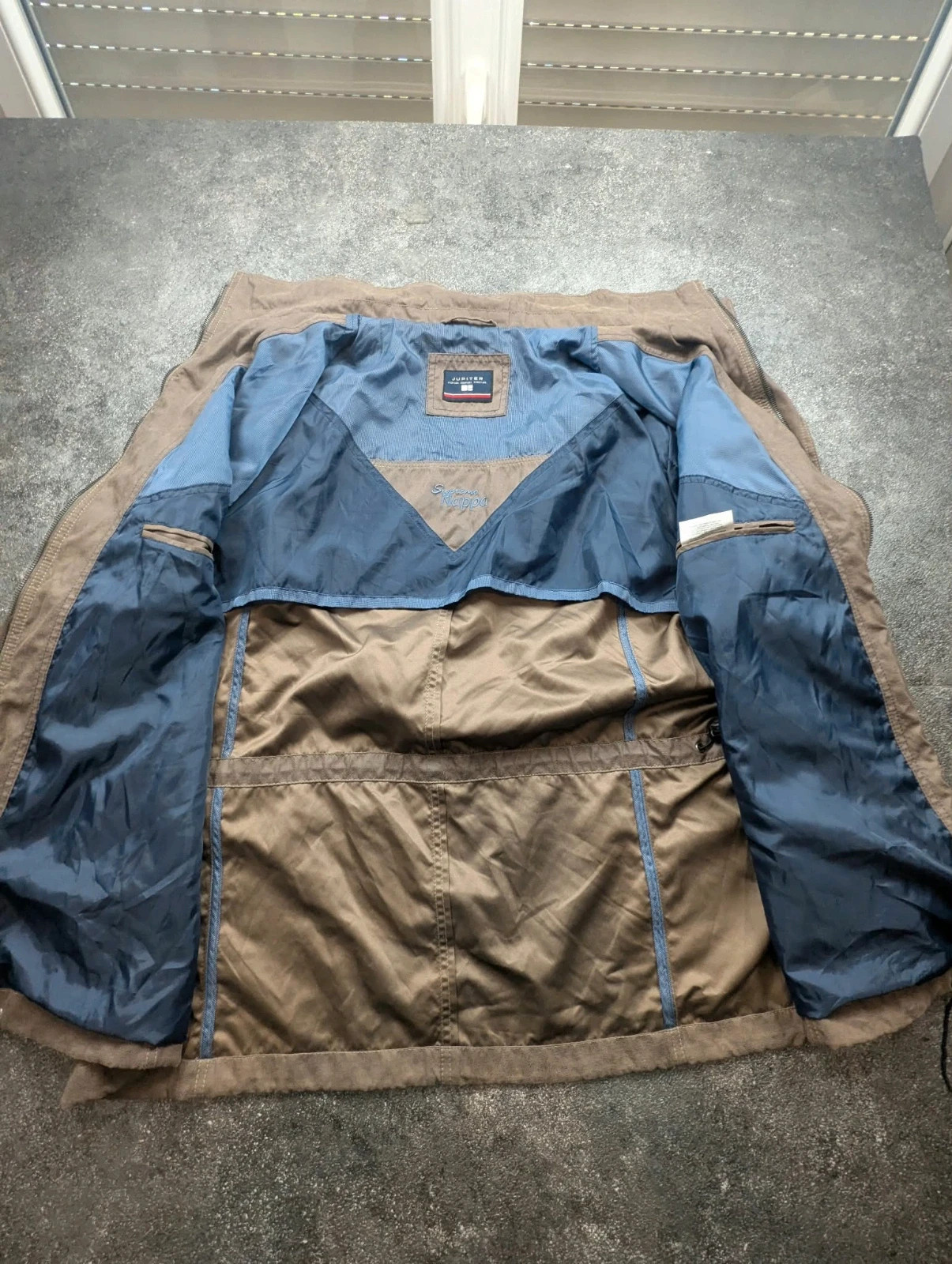 Jupiter veste outdoor vintage beige taupe – Effet daim ciré – Taille 64 XXL/3XL – Style utilitaire – Jupiter – taille XXL 3