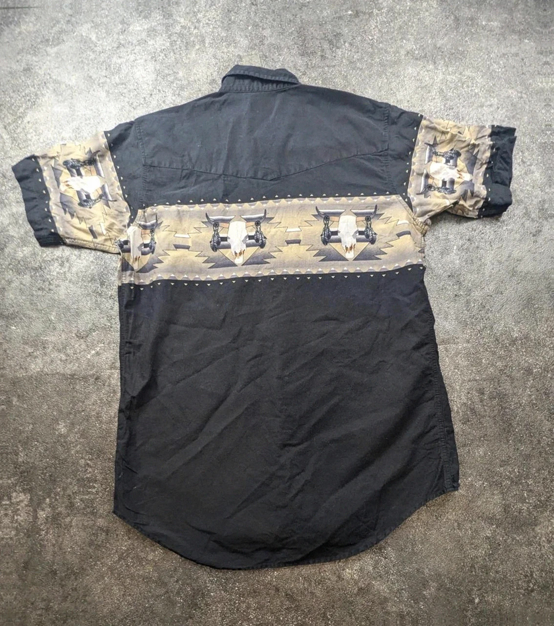 Chemise noire western Cumberland Outfitters L motif tête de bison cowboy ranch vintage homme – Vintage Dressing – taille L 3